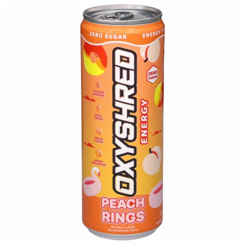 OxyShred Ultra Peach Candy Rings Energy Drink Single Can Perspective: front