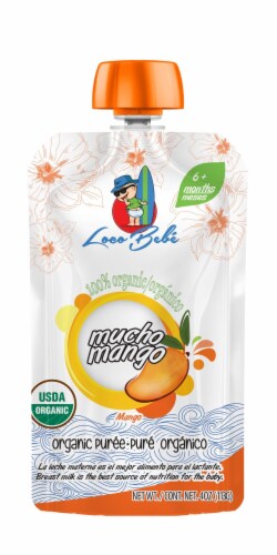 Loco Bebe Mucho Mango Organic Baby Food Pouch Perspective: front