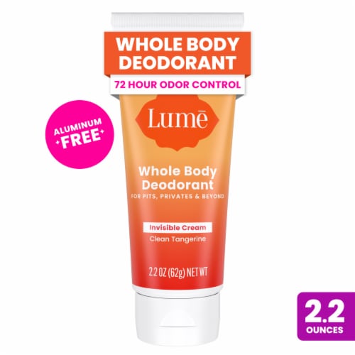 Lume Women’s Whole Body Deodorant Invisible Cream Clean Tangerine Aluminum Free Perspective: front
