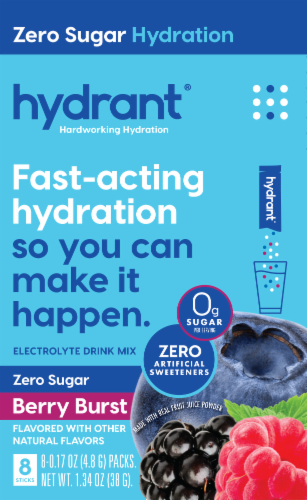 Hydrant Zero Sugar Berry Burst Electrolyte Drink Mix Packets Perspective: front