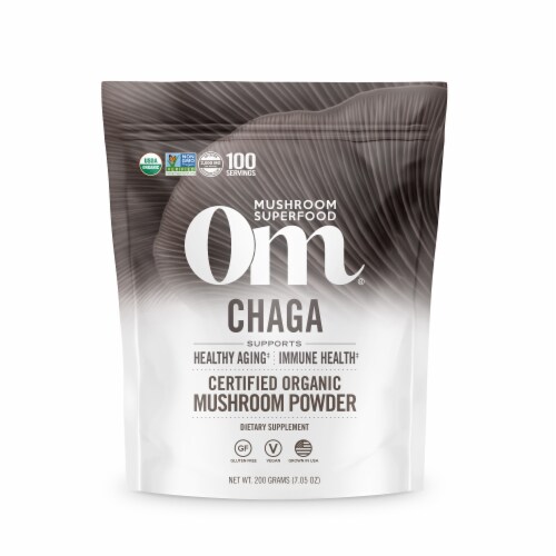 Om Mushroom® Chaga Organic Superfood Mushroom Powder Perspective: front