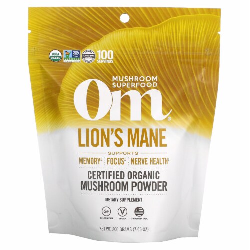 Om Mushroom® Lion's Mane Organic Superfood Mushroom Powder Perspective: front