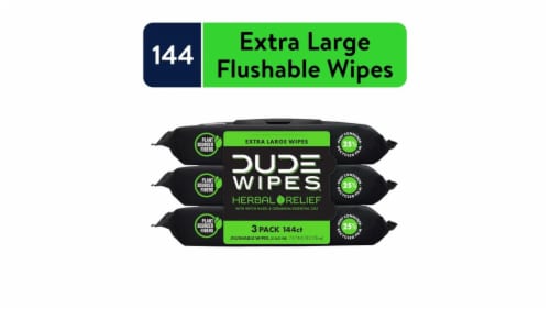 DUDE Wipes® Herbal Relief Extra Large Wipes 3 Pack Perspective: front