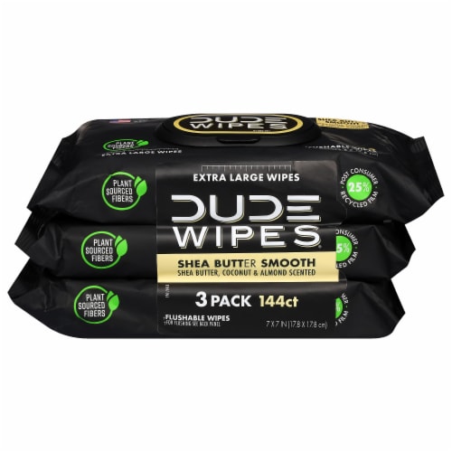 DUDE Wipes® Shea Butter Smooth Extra Large 3 Pack Perspective: front