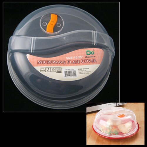 Plastic Microwave Plate Cover Clear Steam Vent Splatter Lid 10.25 Food Dish  New, 1 - Food 4 Less