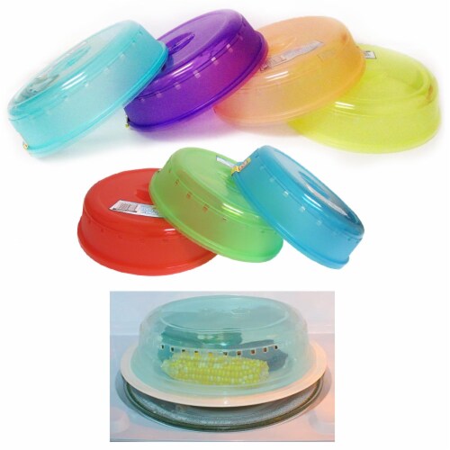 2 pc Microwave Plate Covers Colors Plastic Steam Vent Splatter Lid