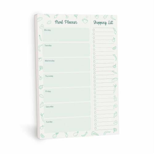 Rileys & Co 52-Page Meal Planner Note Pad with Tear-off Grocery List, Weekly Menu Planning Perspective: front