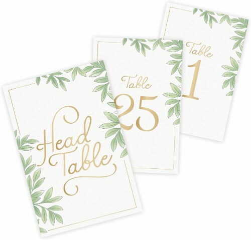 Rileys & Co Large Wedding Table Number Cards 1-25 and Head Table Sign, Gold Foil 26 Pcs -4x6" Perspective: front