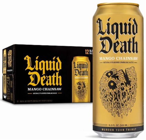 Liquid Death Mango Chainsaw Sparkling Water Perspective: front