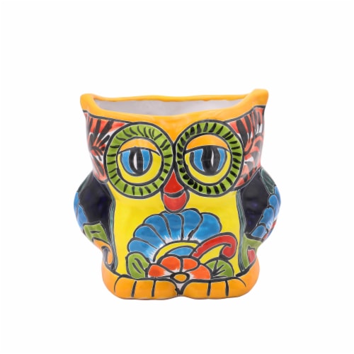 Evergreen Talavera Owl Planter Perspective: front