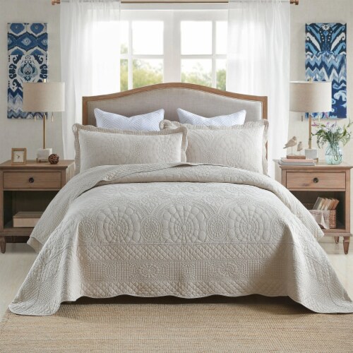 Luxury Bedding Sets Beige Embroidered Cotton Bedspread King Queen Size  Luxury Bed Room