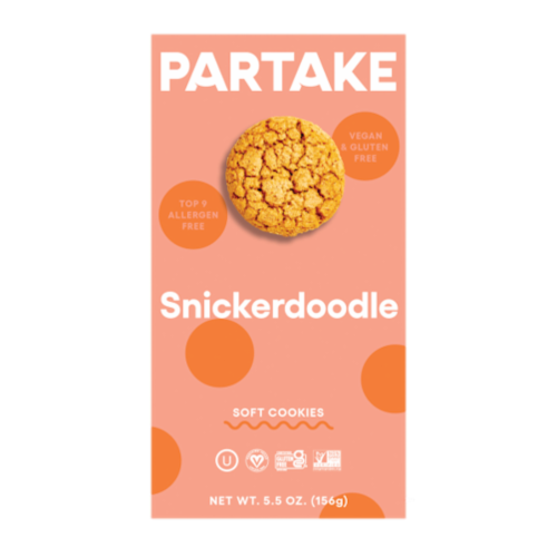 Partake Soft Baked Snickerdoodle Cookies Perspective: front