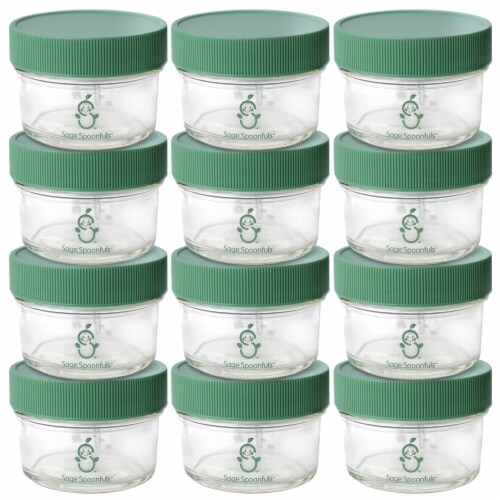Sage Spoonfuls Reusable Glass 4oz Baby Food Jars With Airtight Lids - 12-Pack Perspective: front