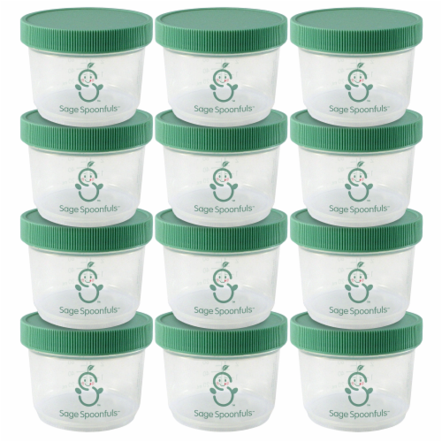 Sage Spoonfuls Reusable Plastic 4oz Baby Food Jars With Lids - 12-Pack Perspective: front