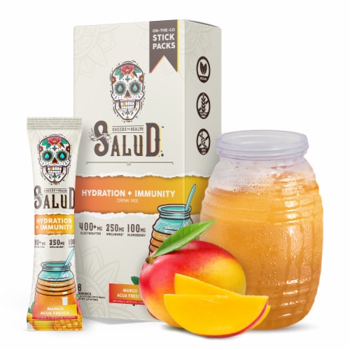 Salud Hydration + Immunity Drink Mix - Mango Perspective: front