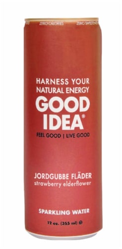 Good Idea® Strawberry Elderflower Flavored Sparkling Water Can Perspective: front