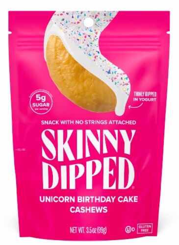 SkinnyDipped Unicorn Birthday Cake Cashews Perspective: front