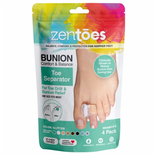 ZenToes Gel Toe Separators for Bunions, Overlapping Toes and Drift Pain - 4 Pack (Glitter) Perspective: front