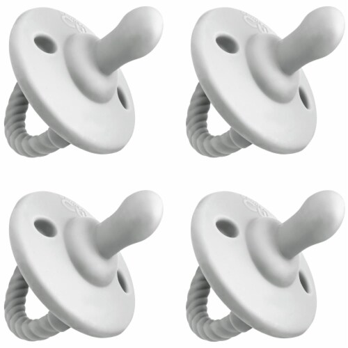 Pacifier 4 Pack by Comfy Cubs, Grey, Flat Perspective: front