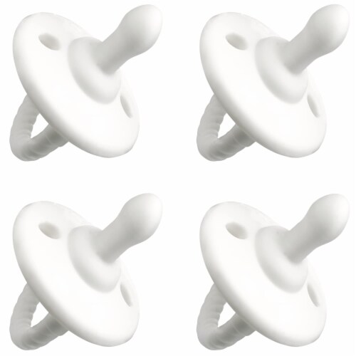 Pacifier 4 Pack by Comfy Cubs, White, Flat Perspective: front