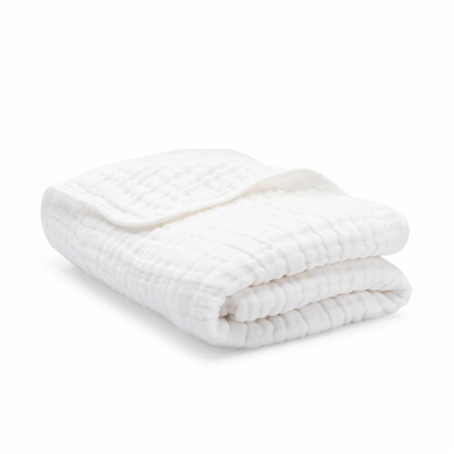 Baby Muslin Blanket Large 47 x 47 Swaddle for Newborn White