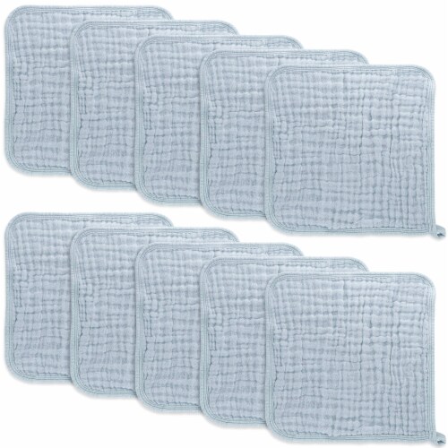 Solid Blue and White Cotton Hand Towels (10-Pack)