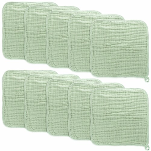 Baby Washcloths, Muslin Cotton Baby Towels, Large 10”x10” (Sage, Pack of  10), Pack of 10 - Kroger