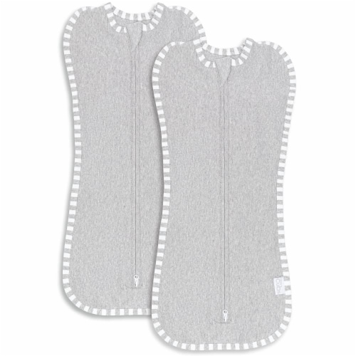 Swaddle Blanket Baby Girl Boy Easy Zipper Wrap 2 Pack by Comfy Cubs (Small 0-3 Months, Grey) Perspective: front