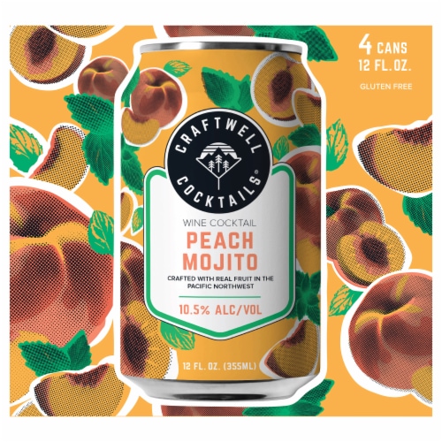 Craftwell Cocktails® Peach Mojito Wine Cocktail Perspective: front