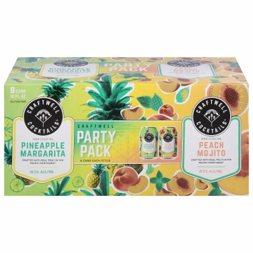 Craftwell Cocktails® Pineapple Margarita + Peach Mojito Cans Perspective: front