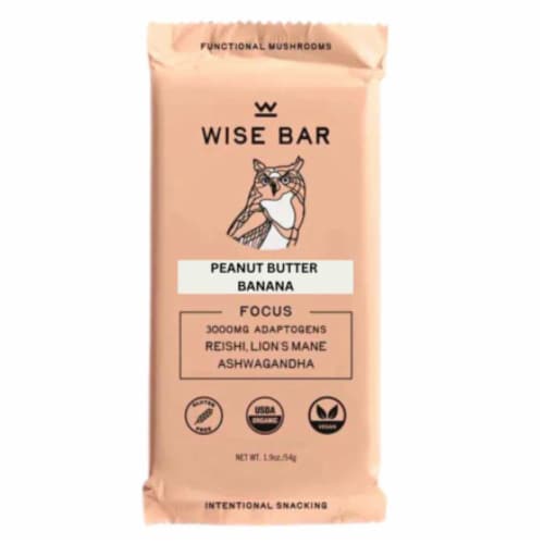 Wise Bar Peanut Butter Banana Focus Bar Perspective: front