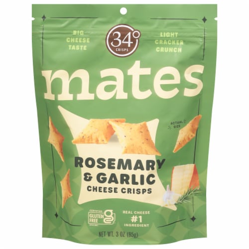 34 Degrees Mates Rosemary & Garlic Cheese Crisps Perspective: front