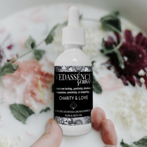 Charity & Love | Ayurvedic Aromatherapy Hair & Skin Care | Vedassénce - 2 oz Perspective: front