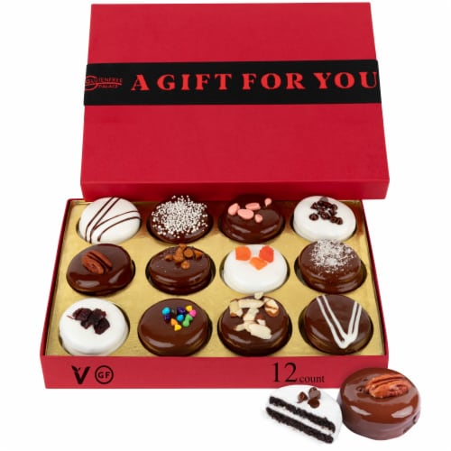 HOLIDAY COOKIES GIFT BASKET | GLUTEN FREE GOURMET CHOCOLATE COVERED COOKIES [12 COUNT] Perspective: front