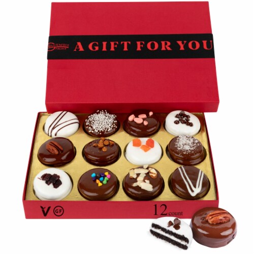 HOLIDAY COOKIES GIFT BASKET | GLUTEN FREE GOURMET CHOCOLATE COVERED COOKIES [12 COUNT] Perspective: front
