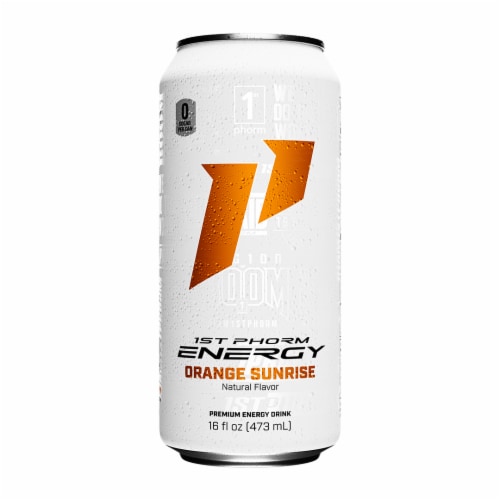 1st Phorm Orange Sunshine Energy Drink Can Perspective: front