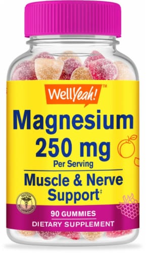 WellYeah Magnesium Citrate Gummies 250 mg Raspberry And Peach Flavor 90 Count Perspective: front