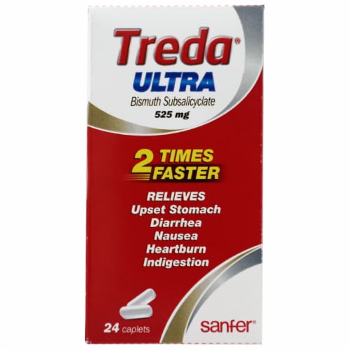 Treda® Ultra Stomach Relief Caplets 525mg Perspective: front