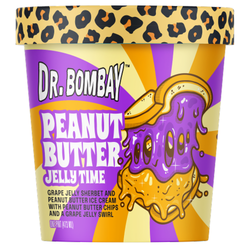 Dr. Bombay Peanut Butter Jelly Ice Cream Pint Perspective: front