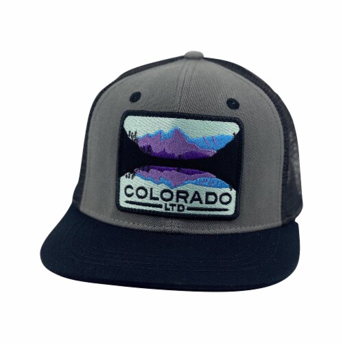 Colorado Clothing Charcoal Maroon Bells Baseball Hat Perspective: front