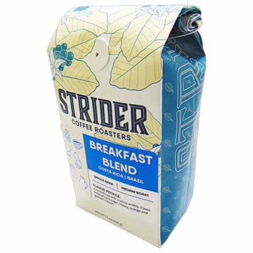 Breakfasts Blend, Medium Roast, Whole Bean Coffee, Costa Rica, Specialty Coffee, 12 oz Perspective: front