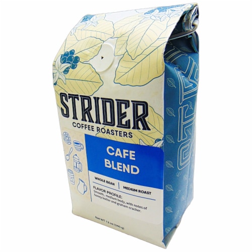 Cafe Blend, Whole Bean, Medium Roast, Brazil, Specialty Coffee, 12 oz Perspective: front