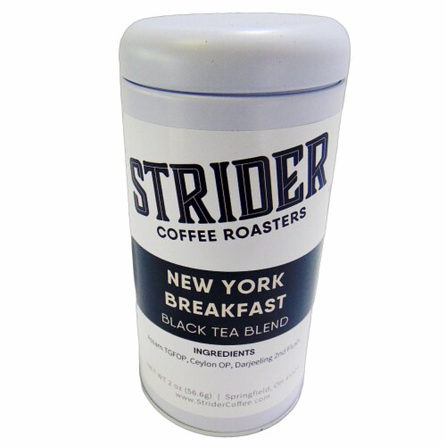 New York Breakfast Tea, Black Tea Blend, English Breakfast, Assam Tea, 2 oz, Reusable Tin Perspective: front