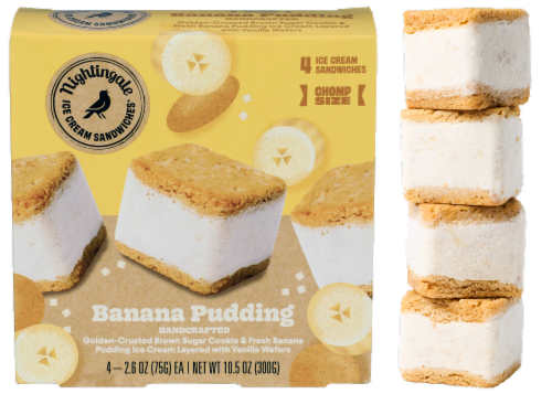 Nightingale® Banana Pudding Ice Cream Sandwiches Perspective: front