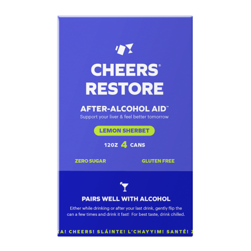 Cheers® Restore Lemon Sherbert After-Alcohol Aid™ Perspective: front