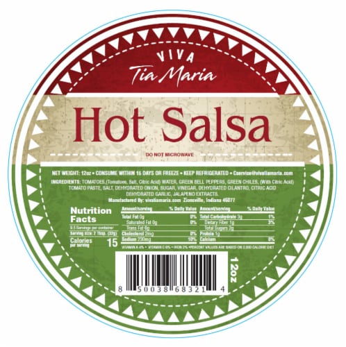 Viva Tia Maria Hot Salsa 12 oz Perspective: front