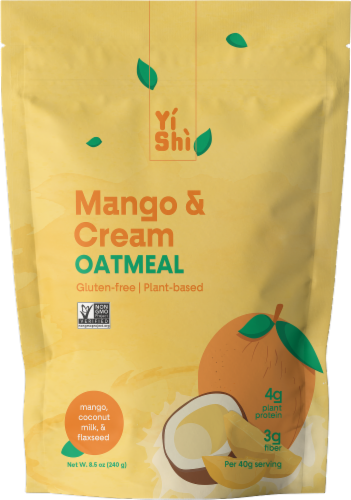Yishi Foods Mango & Cream Protein Instant Oatmeal Perspective: front