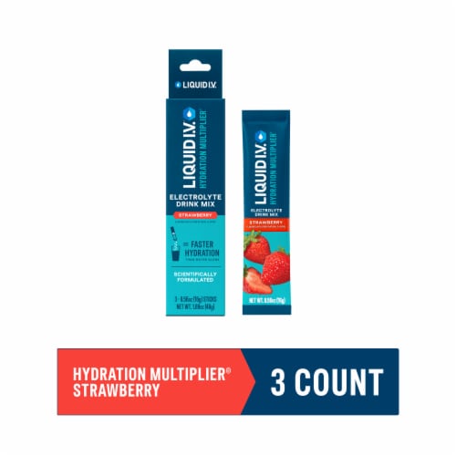 Liquid I.V.® Hydration Multiplier® Strawberry Electrolyte Drink Mix Packets Perspective: front