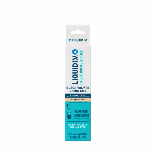 Liquid I.V.® Hydration Multiplier® Zero Sugar White Peach Drink Mix Packets Perspective: front