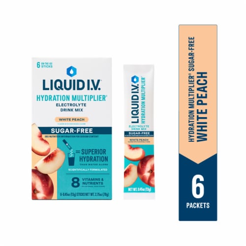 Liquid I.V.® Hydration Multiplier® Sugar-Free White Peach Electrolyte Drink Mix Packets Perspective: front